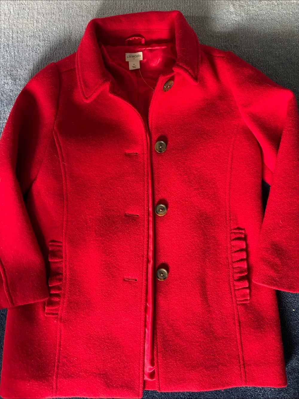 Crewcuts Bright Red Wool Pea Coat for Girls